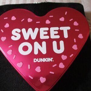 Dunkin' Sweet On U Heart Shaped Pink White Collectible Advertising Tin